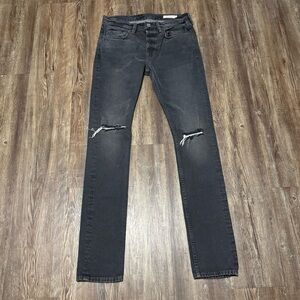 All Saints Cigarette Jeans Women's 28 Distressed Button Fly Bannock Slim Fit